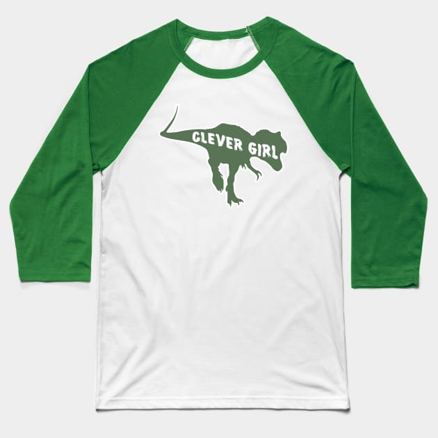 Velociraptor Clever Girl Raptor Jurassic Dinosaur Baseball T-Shirt by Grassroots Green